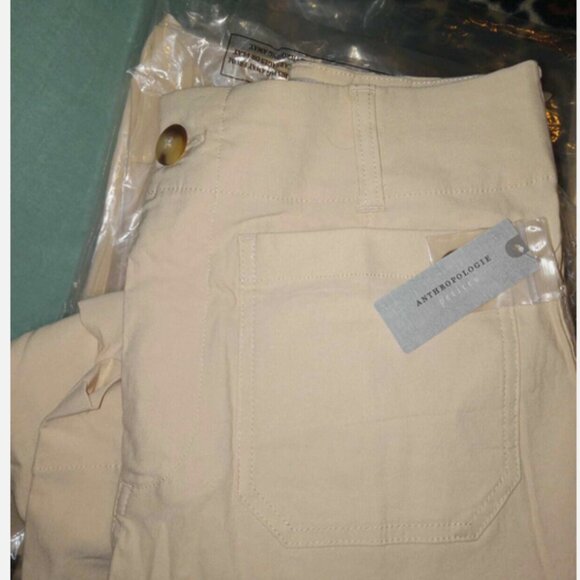 Anthropologie 31P The Colette Cropped Wide-Leg Pants 31 Petite Yellow Cream Nwt - Picture 4 of 6